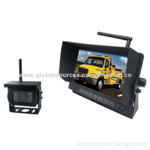 Rear-view System with Wireless Camera, Monitor, 12 to 24V Input Power and Built-in Speaker